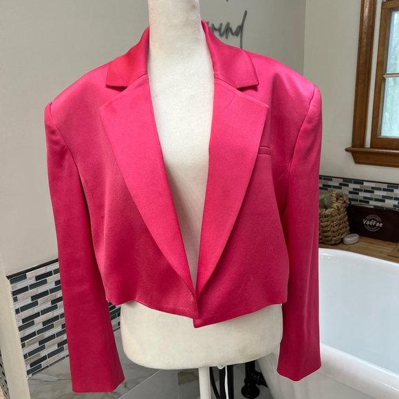 Alice + Olivia Pink Cropped Blazer Structured Suit Jacket - Picture 8 of 15